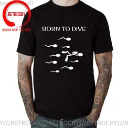 メンズ Tシャツ スキューバ ダイビング フラグ フリーダイビング ギフト Tシャツ 面白い Born to Dive Tシャツ メンズ ユーモア アニメ 水泳 精子 Tシャツ 男性 トップス Tシャツ L230707