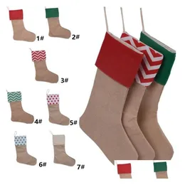 Noel Süslemeleri 12x18inch Yeni yüksek kaliteli tuval Stocking Hediye Çantaları Xmas Dekoratif Çoraplar 4543 Damla Teslimat Ev Bahçe Fest Dhqhg