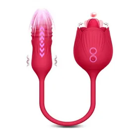 Rose Toy Dildo Thrusting Vibratore per donne Uovo Clitoride Sucker Stimolatore Lingua che lecca Adulti Merci Succhiare Sex Toys Femmina 50% Cheap Online Sale us onlines