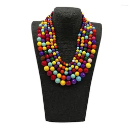 Girocollo Set di gioielli multicolori Bavaglino Collana con 5 perline a strati Collare di dichiarazione africano