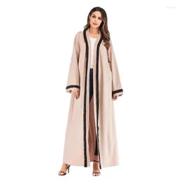 Vestuário étnico Feminino Muçulmano Vestido Cardigan Beading Islâmico Abaya Dubai Turco Marroquino Kaftan Femme Musulmane A1071