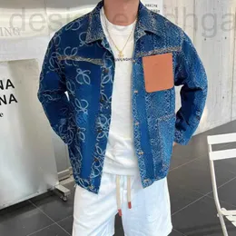 Kurtki męskie projektant luksusowy Loe projektant kurtka dżinsowa mężczyzna haftowana koszula z klapami mężczyźni kobiety dorywczo luźny kardigan płaszcz 9AU0