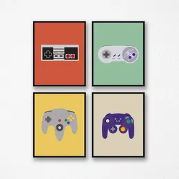 Colorful Video Game Canvas Painting Game Controllers Poster Print Retro Gaming Wall Art Picture for Kids Room Living room Decor Gift For Boy Unframed