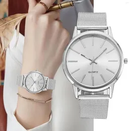 Wristwatches Luxury Women Watches 2023 Stylish Silver Minimalist Business Ladies Quartz Watch Breathable Leather Steel Clock