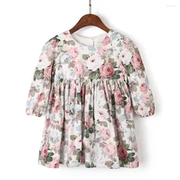 Abiti da ragazza Abito Flofallzique Manica lunga Retro Floreale Primavera Autunno Stile Abbigliamento per bambini Casual Gite quotidiane Attività all'aperto