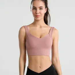 Yogaoutfit Kvinnor Sport Samlad BH Stötsäker Gym Träning Underkläder Vadderad väst Elastisk Löpbysthållare Utomhus Fitness Toppar Kvinna