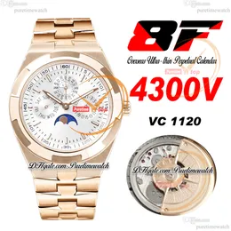 8f التقويم الدائم في الخارج تقويم القمر 4300V A1120 رجال أوتوماتيكي روز Godl Silver Stick Dial Stainless Steel Barelet Super Version Edition Phetime D4