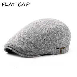 FLAT CAP Herren Leinen Flache Kappen Einstellbar Vintage Frühling Sommer Baskenmütze Hut Männlich Casual Gatsby Stil Geschenke Britische Entenschnabel Hüte