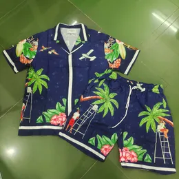 Tute da uomo 2023ss CASABLANCA Pantaloncini Camicia Set Uomo Donna Hawaii Beach Seaside Holiday Short Suit Abbigliamento y2k 230707