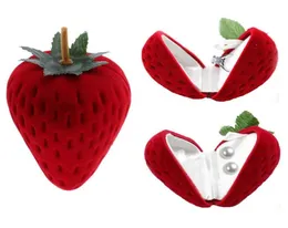 Red Strawberry Box Form Velvet Ring Storage Case Jewelry Box Ring Protector Floccaggio Gift Box2235772