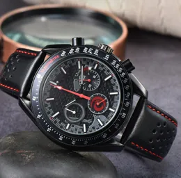Nowy projektant męskie zegarki Omeg nadgarstek wszystkie tarcze pracy zegarek kwarcowy wysokiej jakości Top luksusowa marka chronograf zegar gumowy pasek mężczyzn