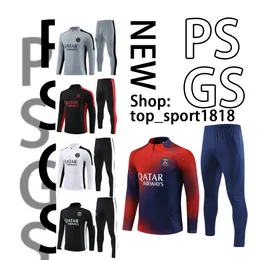 PSGs Paris trainingspak 2023 2024 MBAPPE kinderen en heren 22 23 24 psgs trainingspak lange mouw Voetbal voetbal Jersey kit uniform chandal volwassen jongens FAN SPELER VERSIE AA