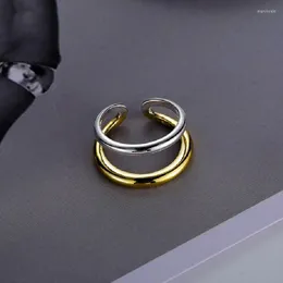 Cluster Ringe Mode Silber Gold Farbe Offene Fingerring Linien Geometrische Punk Für Frauen Mädchen Schmuck Geschenk Dropship Großhandel 925 Stempel