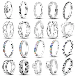 925 Sterling Silver New Fashion Women 's Ring Women's Simple Ring Sparkling Zircon Stackable Ring Original Pandora, 여성을위한 특별한 선물