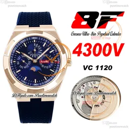 8f за рубежом вечный календарь Лунный фаза 4300V A1120 Automatic Mens Watch Rose Gold синий набор