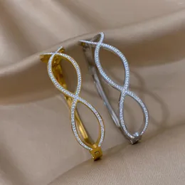 Braccialetti di collegamento AENSOA Bracciale rigido in acciaio inossidabile 316L più semplice con ciondolo color oro per gioielli da polso impermeabili per feste da donna
