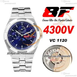 8F Overseas Perpetual Calendar Moonphase 4300V A1120 Orologio da uomo automatico Quadrante blu Bracciale in acciaio inossidabile Super Version Edition Reloj Hombre Puretime A1