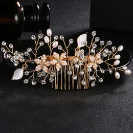 Floral Pearls Hair Comb Wedding Exquisite Hair Clips Barrettes Jewel Elegant Hair Accessories for Women Bridal Cryst Headpiece