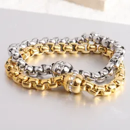 INS Street Fashion Male Rap HopHop Versatile Square Ball Chain bracelets for men Stainless Steel Bracelet 18K Gold