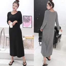 Women's Sleepwear 2211-10Korean Modal Long Skirt Sleeves Loose Dress Plus Size Pajamas