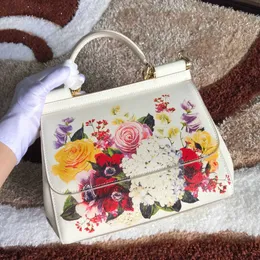 kwiaty luksurys torebka kobiety designerka torby na ramię w torbie vintage cowhide lustro lustrzane jakość lady torebka róży 230715