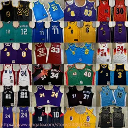 Autentisk dubbel broderad klassisk retro västra basket Allen Iverson Jersey Jason Dennis Rodman Williams Duncan Kevin Garnett Gary Payton Charles Barkley