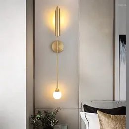 Vägglampa Modernt Kreativt Ljus Enkelt Guld Lång Bar Vardagsrum TV Bakgrund Sovrum Bedside Trappa Gångbelysning
