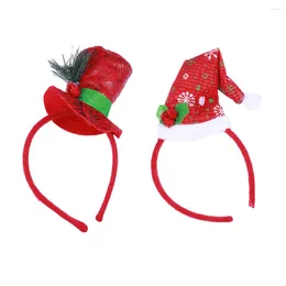 Bandanas 2 Pcs Xmas Cosplay Mini Hair Ties Christmas Santa Hat Party Headwear Kids Antler Headband Bands Bag Fillers Headbands