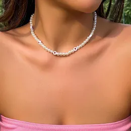 Choker Imitation Pearl With Heart Beaded Chians Short Necklace For Women Trendy Charms Collar 2023 Fashion Jewelry On Neck Gifts