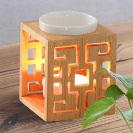 Candle Holders Lamp Holder Diffuser Wood Frame Scented Ornament Ceramic Furnace For Balcony Home Tealight Household Essential Oil