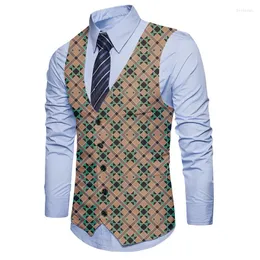 Men's Vests Autumn 2023 European-Size Single-Breasted Vest Fashion Personalized Printed Suit