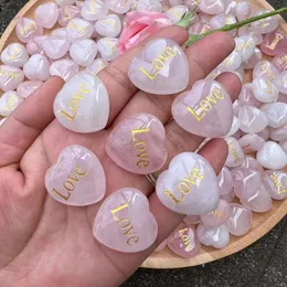 Rose Quartz Heart Lucky Inspirational for Parent Family Friend Love Healing Crystal Palm Worry Stone Chakra Reiki Balancing