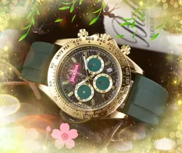 Wysokiej jakości trend biznesowy highend kwiaty szkielet zegarki z tarczą mężczyźni kwarcowy chronograf gumowy zegar w pełni funkcjonalny auto data męskie prezenty zegarek