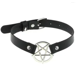 Girocollo Punk Collare in pelle nera Pu per donna Collana con pentagramma Goth Accessori gotici per ragazze Cintura femminile Gioielli Cosplay