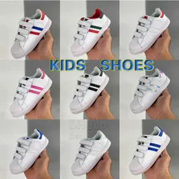 عالي الجودة للأطفال Superstar Sheel Toe Toe Sneaker Childs J Youth Originals Girls Boys Kids Skateboarding Shoes Core Black White Baby Sport Size 22-35 Eur