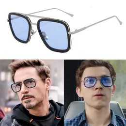 Sunglasses Luxury Steampunk Men Square Tony Stark Sun Glasses Vintage Metal Eyewear Pilot Sunglass UV400 Male Gafas 230707