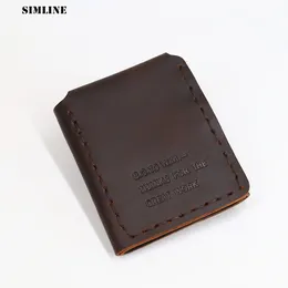 Simline Genuine Leather Men 지갑 빈티지 수제 미친 말 cowhide Walter Mitty Wallet 짧은 남성 지갑의 비밀 생활