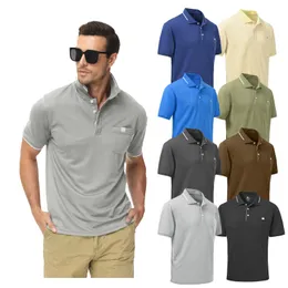 Męskie koszulki polo letnia męska biznesowa koszulka polo na co dzień koszulka golfowa skręcić w dół kołnierz z krótkim rękawem topy moda podróż koszula odzież męska 230707