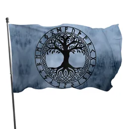 Banderoll Flaggor Yggdrasil Träd Runor Flagga Viking Livets träd Flaggor nordisk mytologi Presenthängande banderoll Heminredning 230707
