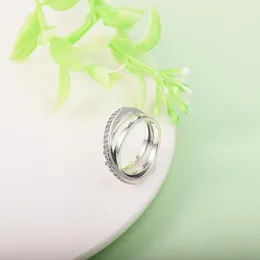 クラスターリング CKK クロスオーバーパヴェトリプルバンドリング女性アネル Feminino 925 ジュエリースターリングシルバー Anillos Mujer 結婚式婚約