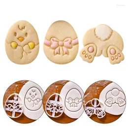 Baking Moulds Cartoon Easter Egg Cookie Embosser Mold Cute Chick Shaped Fondant Icing Biscuit Cutting Die Set Cake Decoating Tool