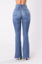 Byxor för män med hög midja flare jeans för kvinnor Skinny Bell Bottom Jean Kvinna Vår Sommar Multi Button Dam Sexiga Push Up jeansbyxor 230707