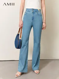 Jeans da donna AMII Minimalism 2023 Summer Straight Cotton Pantaloni a vita alta in denim Slim Chic Pantalone lungo femminile 12342556