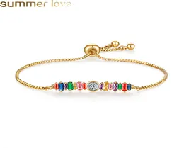 Bracelet de tennis en zircon rain-en-ciel en or coloré bijoux pour femmes à la mode réglables pour toute occasion 7350071