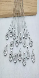 Color plata redondo Micro Pave cristal Cubic Zirconia 26 letras colgantes dijes collar fabricación de joyas para mujer NK3477410615