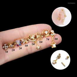Brincos de pino 1 peça 16G piercing de aço inoxidável para mulheres 2023 joias da moda zircão pendurados femininos orelhas algemas
