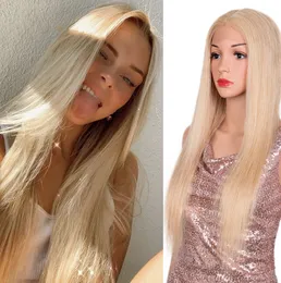 Straight Lace Human Hair Wigs For Women 613 Blonde Remy Brazilian Hair Wigs Gold Blonde Colored Body Wave Lace Part Wigs