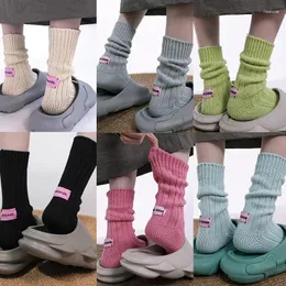 Women Socks Korean Needle Thick Thread Knitted Middle Tube Cotton Japanese Simple Pink Label Men Couples Sports Stacked