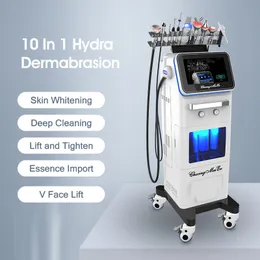 Profissional 10 em 1 Hydro Dermoabrasão Máquina de limpeza profunda da pele Remoção de cabeça preta Tratamento de acne RF Máquina de aperto da pele limpeza profunda