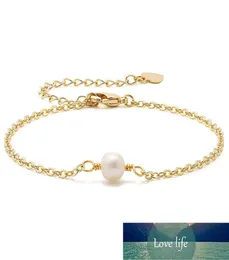 Braccialetto di fascino di lusso in oro 14 carati Braccialetto di fascino di perle d'acqua dolce naturale da 5 mm per le donne Regalo di gioielli di perle ovali per la festa nuziale Factor8587317